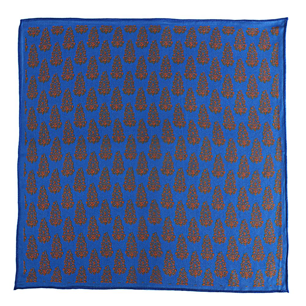 Chokore Blue Silk Pocket Square - Indian At Heart line