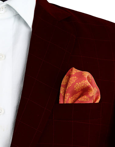 Chokore Red Silk Pocket Square - Indian At Heart line - Chokore Red Silk Pocket Square - Indian At Heart line