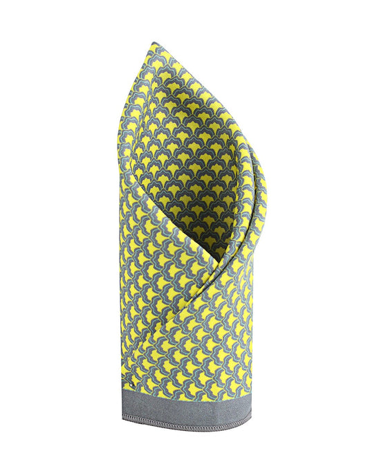 Chokore Grey and Lemon Green Silk Pocket Square - Indian At Heart line