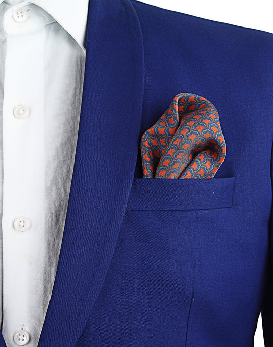 Chokore Blue and Red Silk Pocket Square - Indian At Heart line