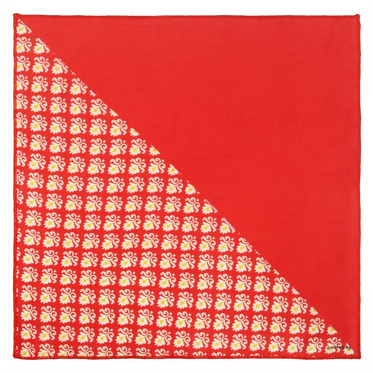 Two-in-One Red & White Silk Pocket Square - Indian At Heart line