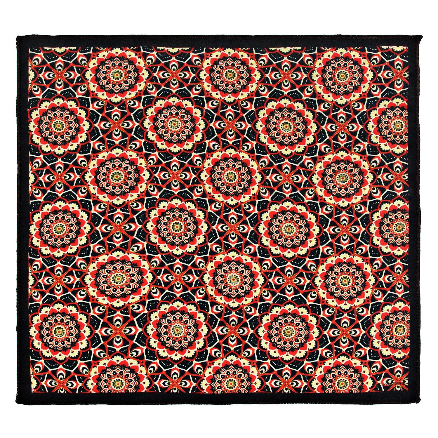 Chokore Men's Silk Pocket Square (Black, Red and Off White)
