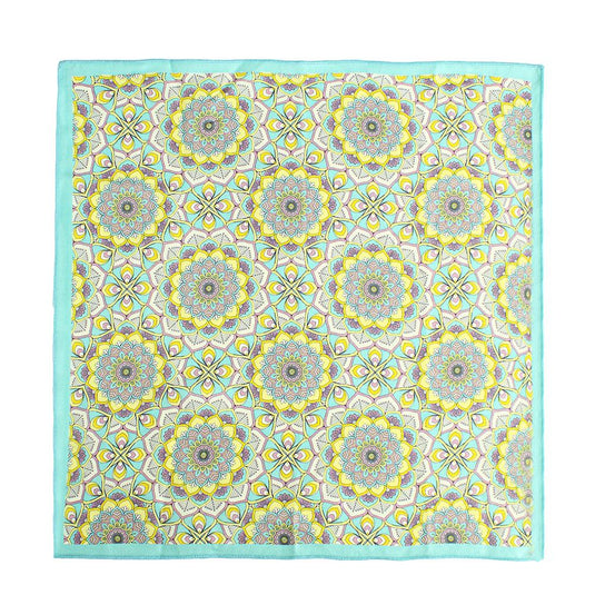 Chokore Sea Green and Lemon Pocket Square - Indian at Heart line