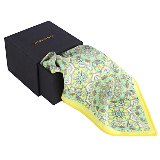 Chokore Lemon and Sea Green Pocket Square - Indian at Heart line