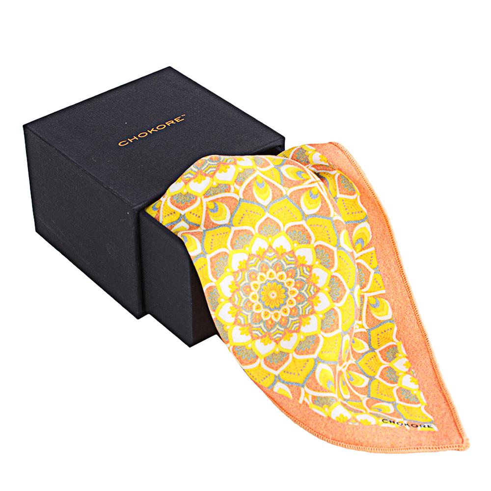 Chokore Orange and Yellow Pocket Square - Indian at Heart line