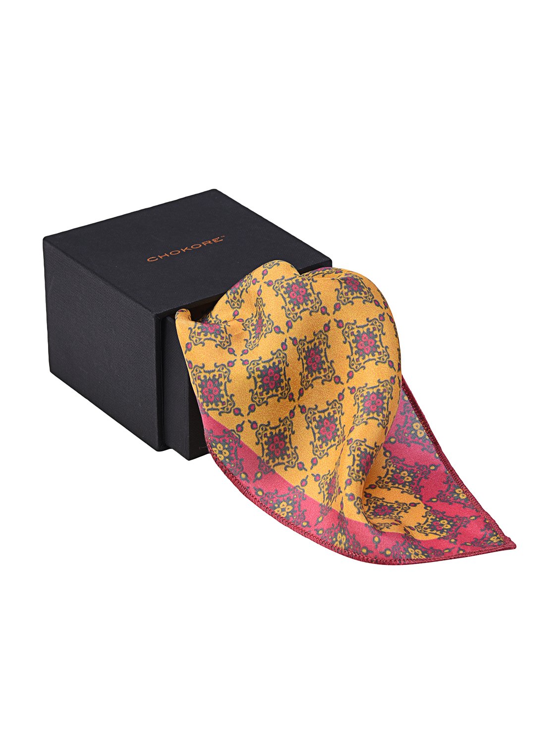 Chokore Orange & Magenta Silk Pocket Square from Indian at Heart collection