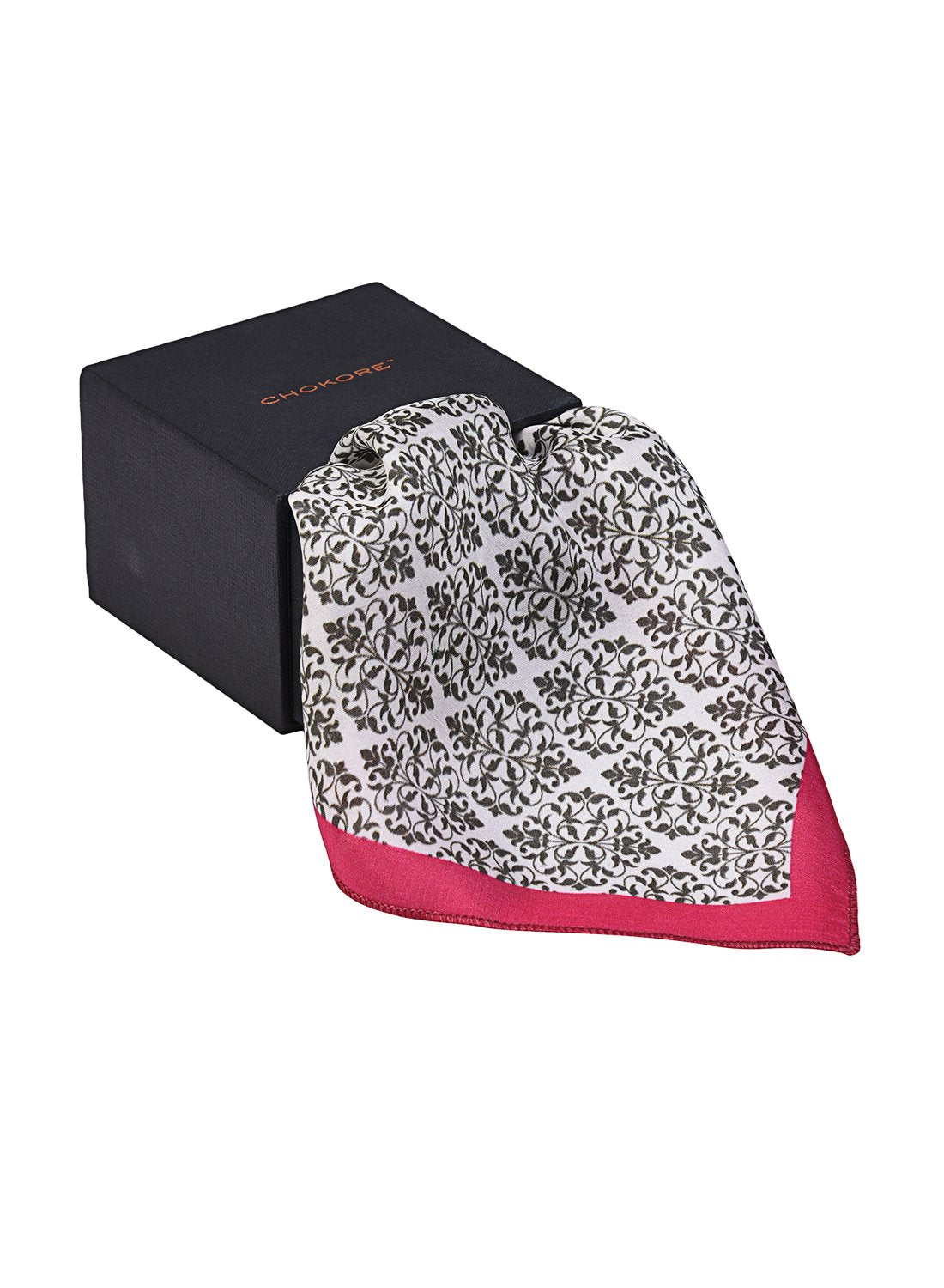 Chokore White & Black Silk Pocket Square from Indian at Heart collection