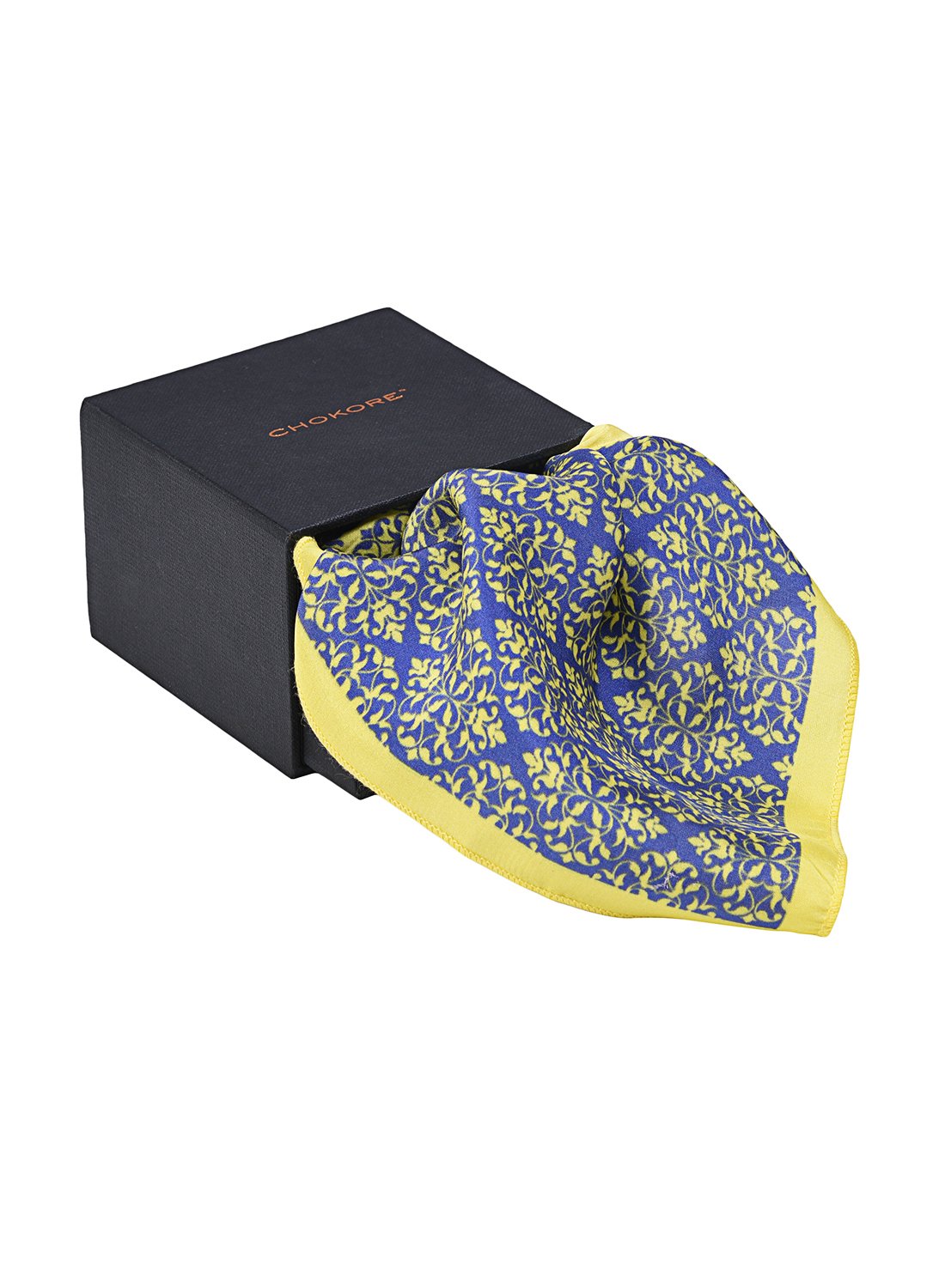 Chokore Yellow and Blue Silk Pocket Squares from Indian at Heart collection
