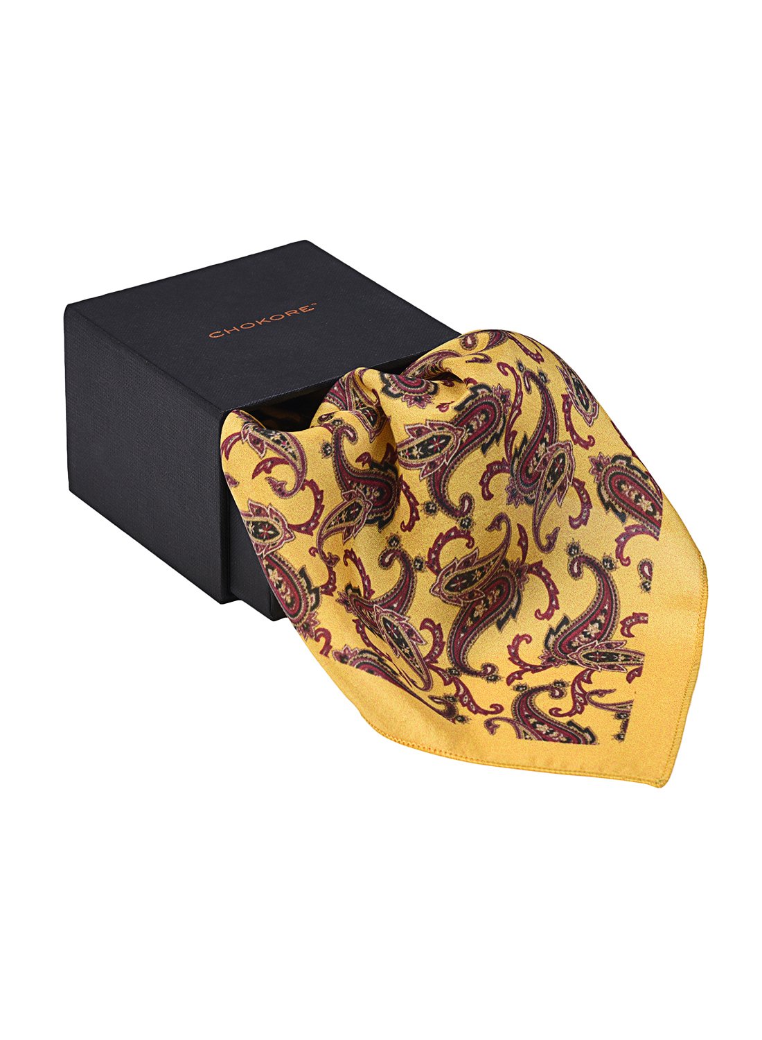 Chokore Tangerine & Burgundy Pocket Square from Indian at Heart collection