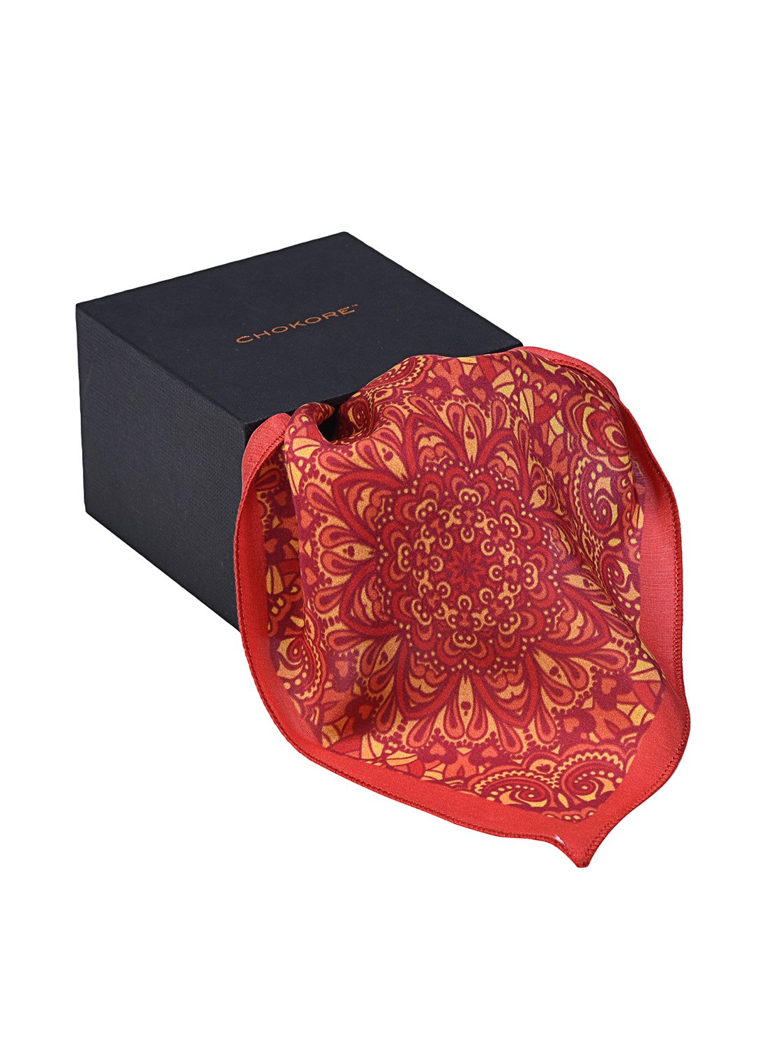 Chokore Red & Orange Silk Pocket Square from Indian at Heart collection
