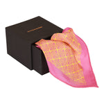 Chokore  Chokore Pink & Yellow Silk Pocket Square - Indian At Heart line