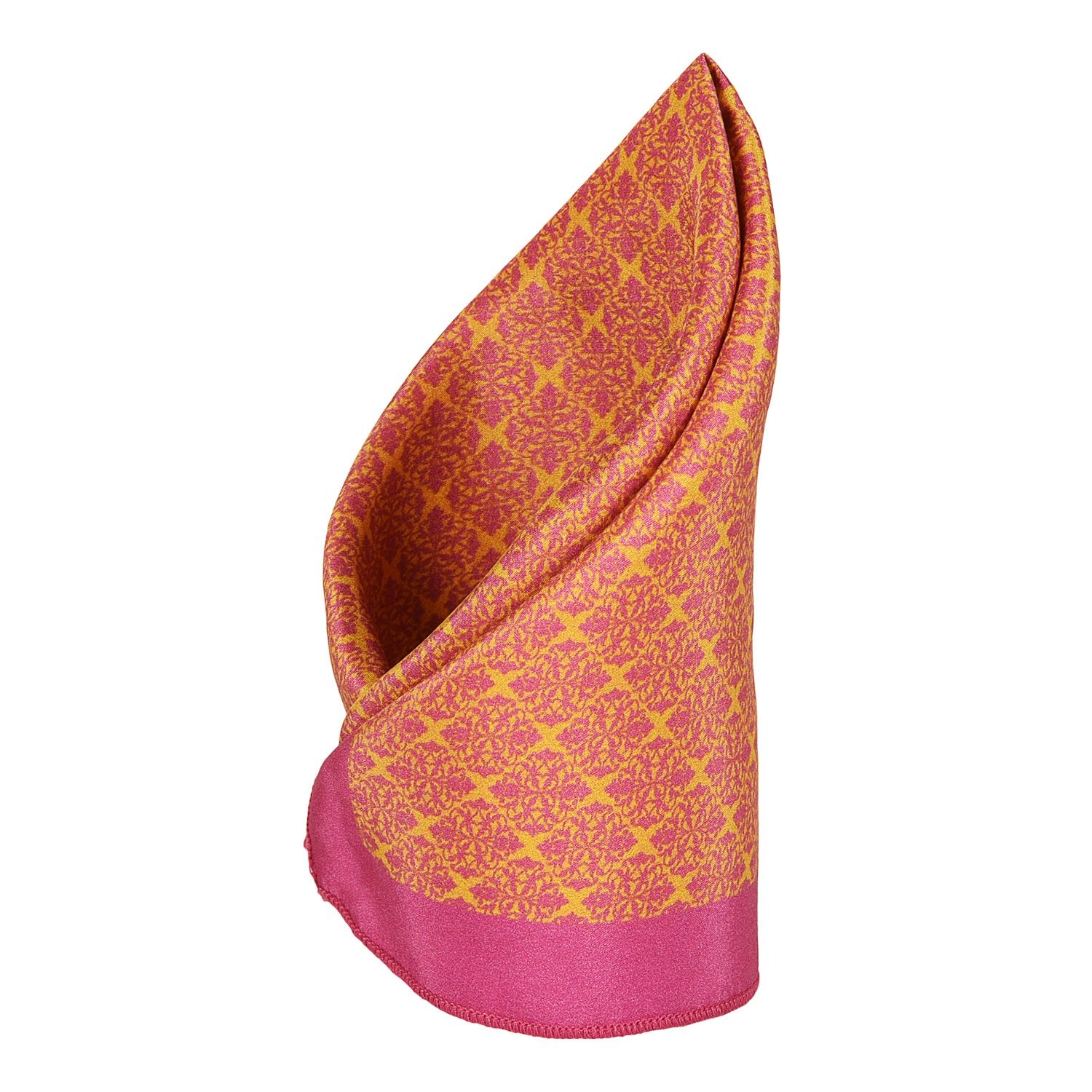 Chokore Pink & Yellow Silk Pocket Square - Indian At Heart line