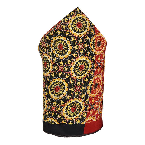 Chokore Two-in-One Black & Red Silk Pocket Square - Indian At Heart line - Chokore Two-in-One Black & Red Silk Pocket Square - Indian At Heart line