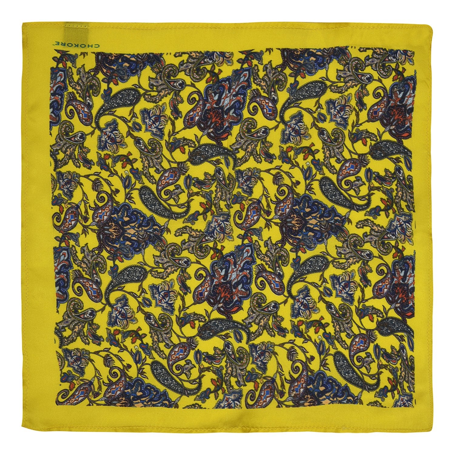 Chokore Yellow & Blue Silk Pocket Square - Indian At Heart line