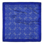 Chokore  Chokore Cobalt Blue and White Silk Pocket Square -Indian At Heart line