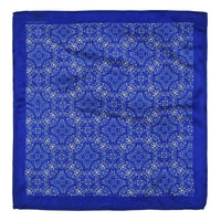 Chokore Chokore Cobalt Blue and White Silk Pocket Square -Indian At Heart line