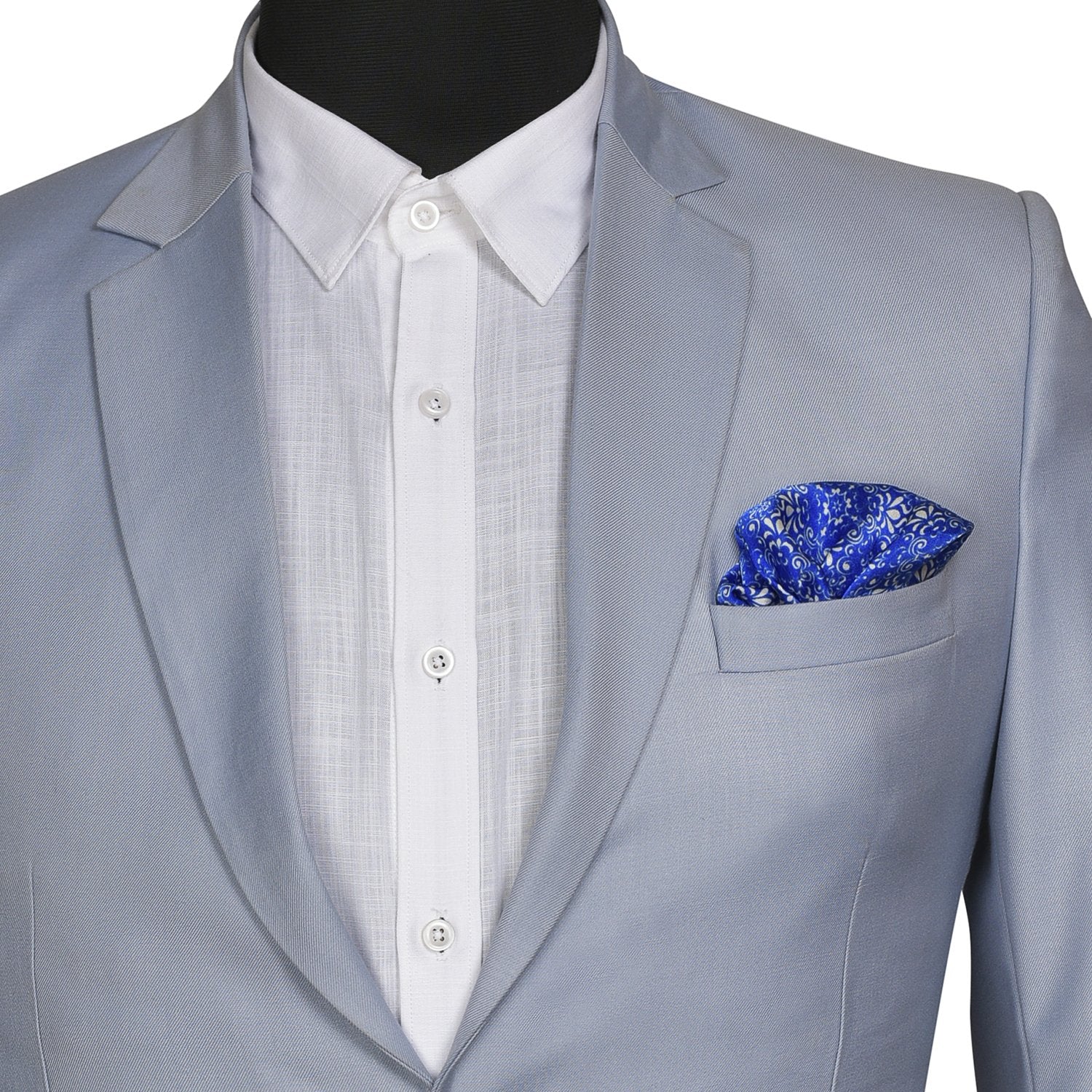 Chokore Cobalt Blue and White Silk Pocket Square -Indian At Heart line