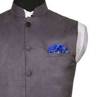 Chokore Chokore Cobalt Blue and White Silk Pocket Square -Indian At Heart line