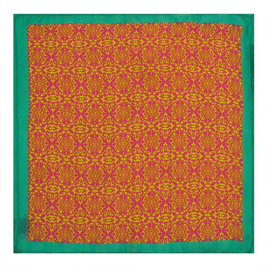 Chokore Light Sea Green & Pink Silk Pocket Square - Indian At Heart line