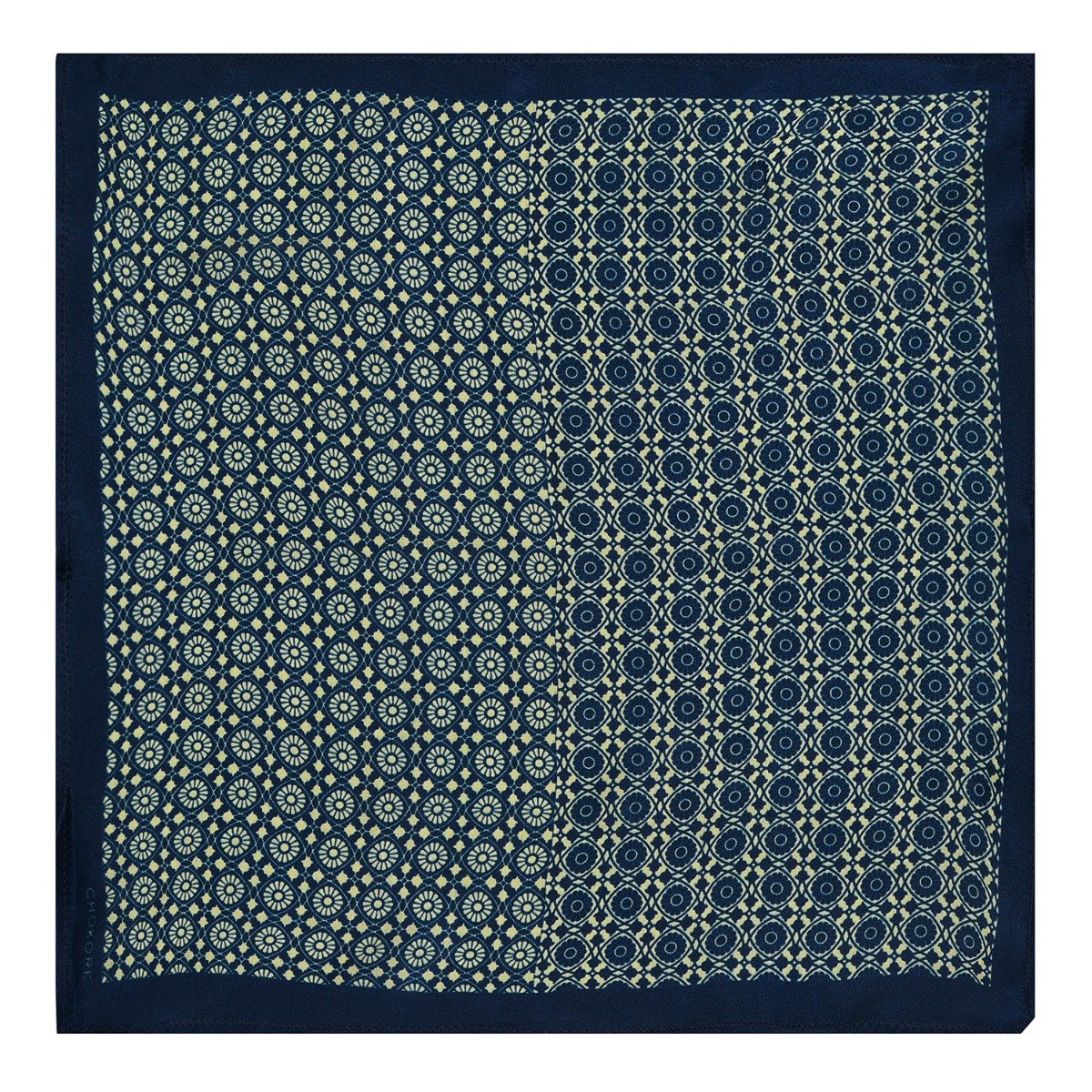 Chokore Blue and White Silk Pocket Square -Indian At Heart line