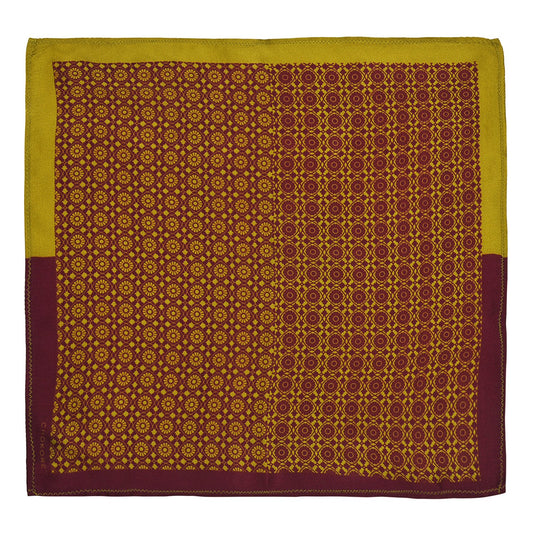 Chokore Burgundy & Lemon Green Silk Pocket Square - Indian At Heart line