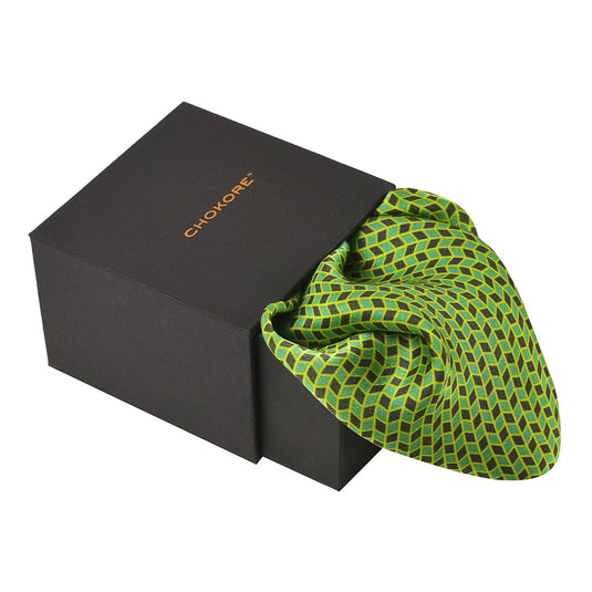 Chokore Green & Black Silk Pocket Square - Indian At Heart line