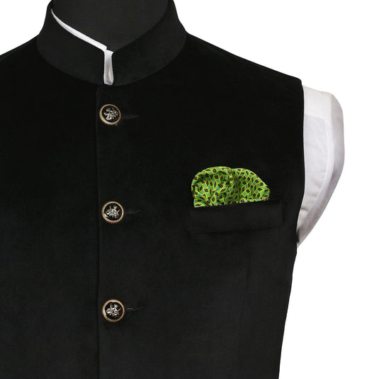 Chokore Green & Black Silk Pocket Square - Indian At Heart line