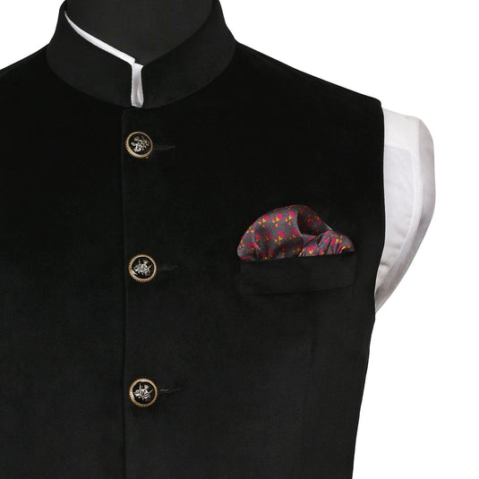 Chokore Magenta & Dark Grey Silk Pocket Square -Indian At Heart line
