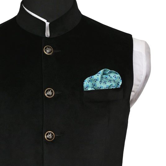 Chokore Light blue Silk Pocket Square - Indian At Heart line