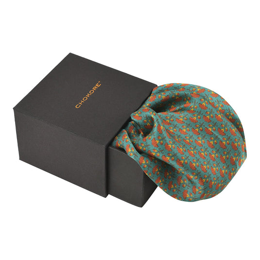 Chokore Dark Sea Green Silk Pocket Square -Indian At Heart line