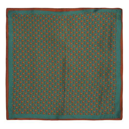 Chokore Dark Sea Green Silk Pocket Square -Indian At Heart line