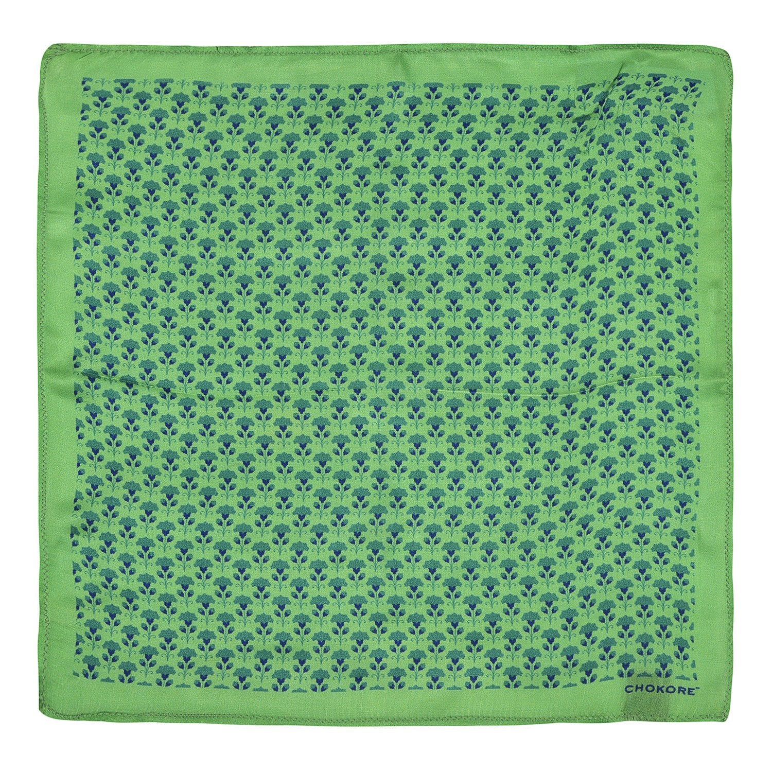 Chokore Light Green Silk Pocket Square -Indian At Heart line
