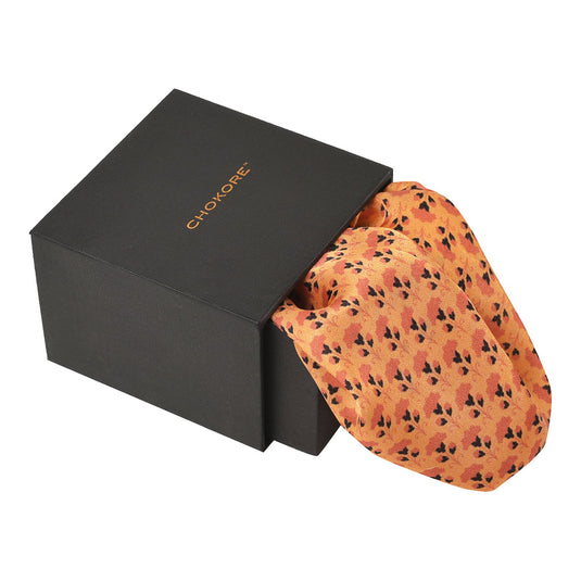 Chokore Tangerine Silk Pocket Square -Indian At Heart line