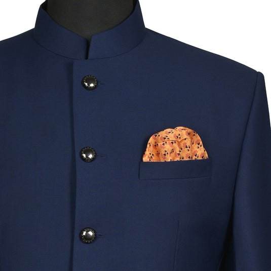 Chokore Tangerine Silk Pocket Square -Indian At Heart line