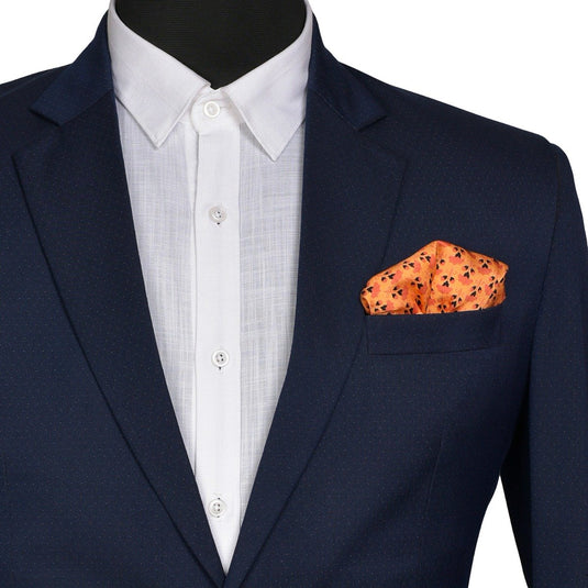 Chokore Tangerine Silk Pocket Square -Indian At Heart line
