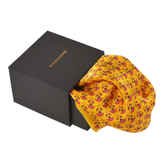 Chokore Tangerine & Pink Silk Pocket Square - Indian At Heart Collection