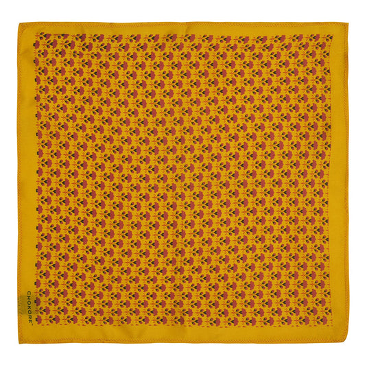 Chokore Tangerine & Pink Silk Pocket Square - Indian At Heart Collection