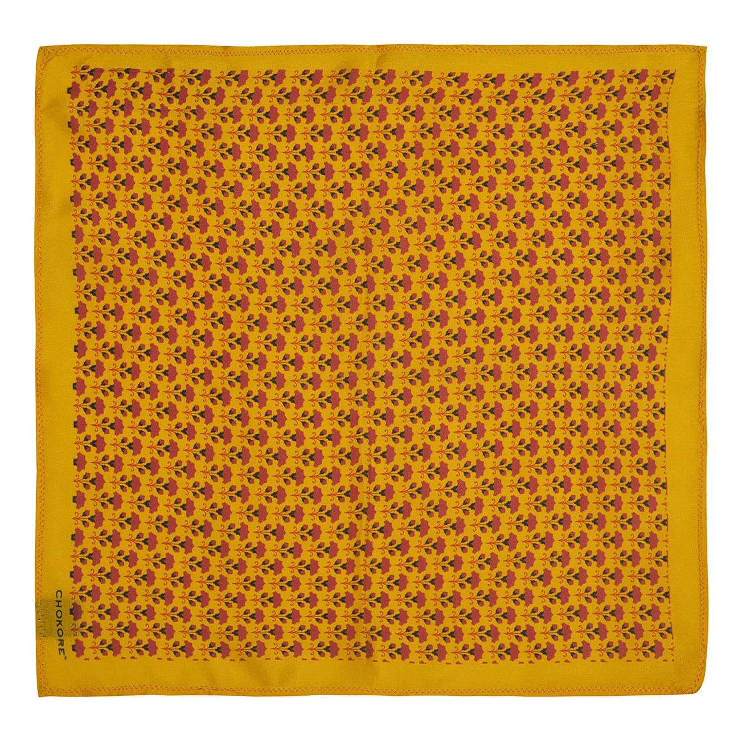 Chokore Yellow & Pink Silk Pocket Square - Indian At Heart line