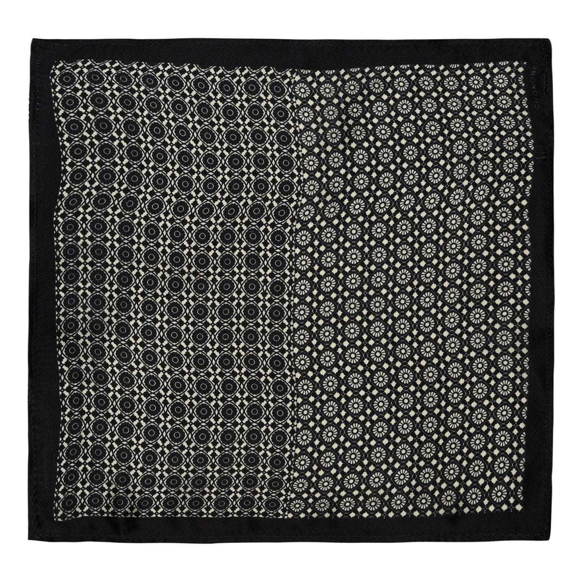 Chokore Black and White Silk Pocket Square -Indian At Heart line