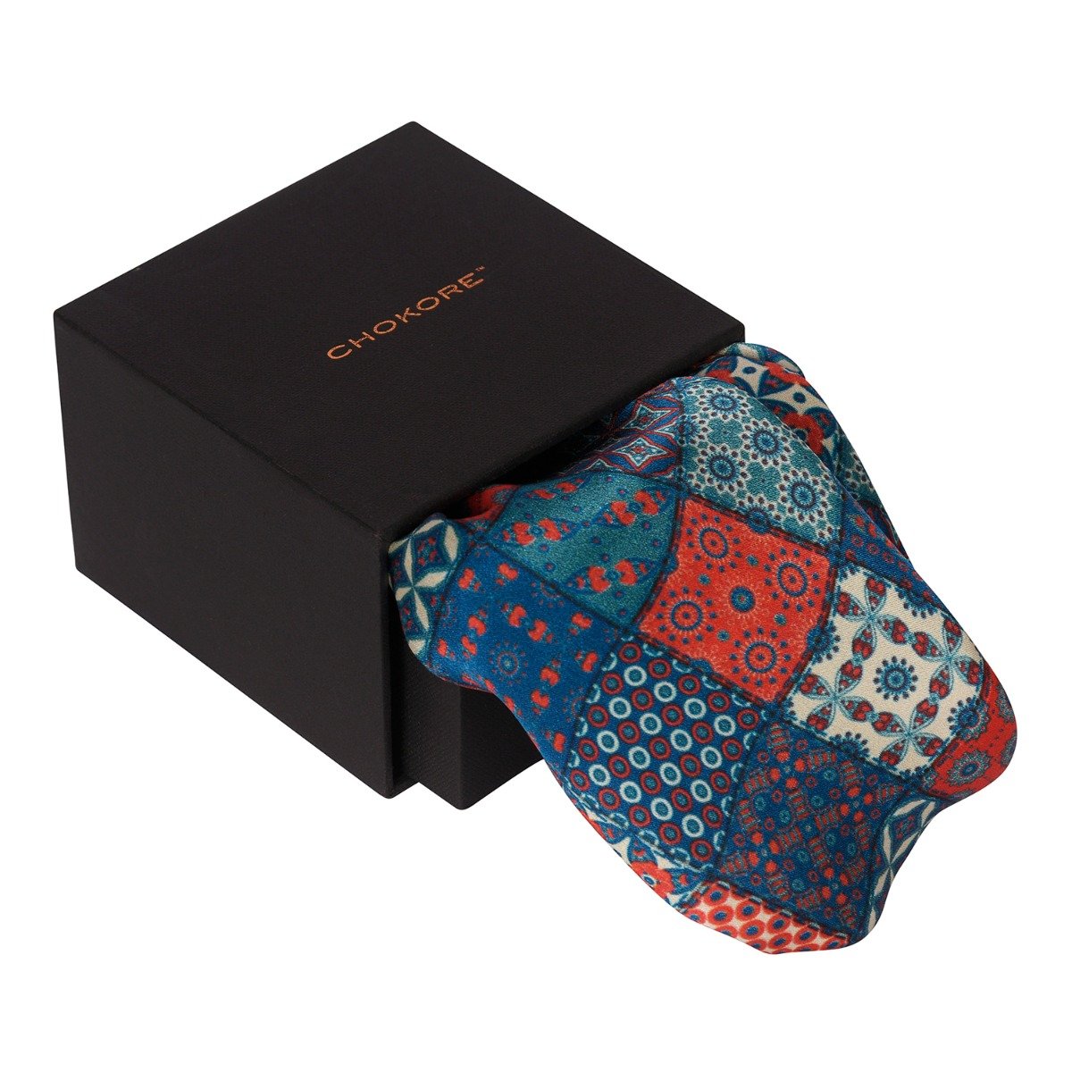 Chokore Blue & Red Silk Pocket Square - Indian At Heart line