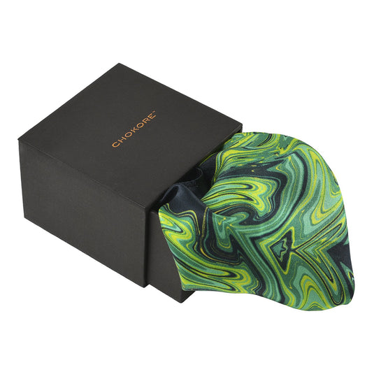 Chokore Lemon Green & Black Silk Pocket Square from the Marble Design range