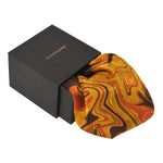 Chokore Black color silk tie for men Chokore Choc Brown & Orange Silk Pocket Square from the Marble Design range