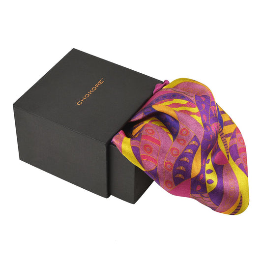 Chokore Purple & Orange Silk Pocket Square - Marine Collection