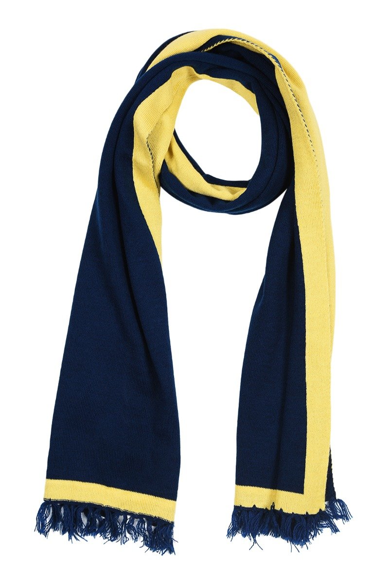 Chokore Two-in-One Men's Classic Plain Yellow and Blue color Woolen Mufflers Cum Scarves Cum Stole For Men And Women