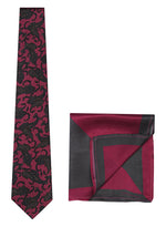 Chokore Chokore Red color Plain Silk Tie & Double-sided Brick Red & Black Silk Pocket Circle set Chokore Marsela & Navy Blue Silk Tie from Indian At Heart range & Wine Pink from the Solids Line Silk Pocket Square set