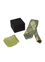Chokore Chokore Yellow & Light Green Silk Tie - Indian At Heart range & Plain Mehandi Green color Silk Pocket Square set