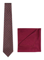 Chokore Chokore Grey & Magenta Silk Tie - Indian At Heart range & Plain Pink color Silk Pocket Square set 
