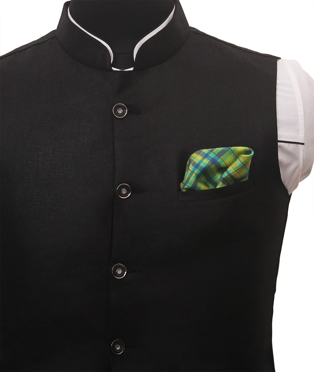 Chokore Two-in-One Shades of Green Silk Pocket square