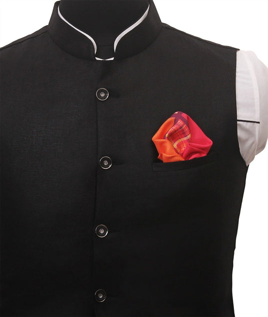 Chokore Chokore Pink & Orange Silk Pocket Square 