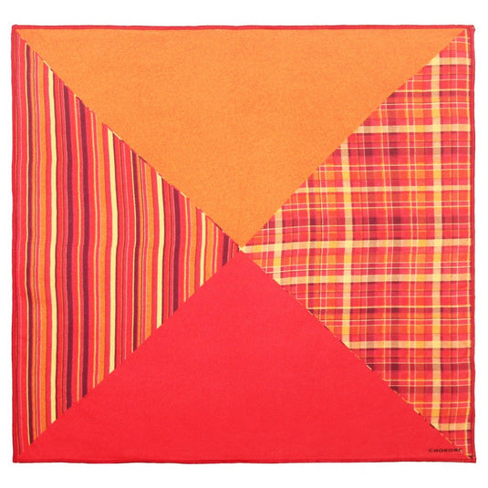 Chokore Chokore Pink & Orange Four-in-One Silk Pocket Square 